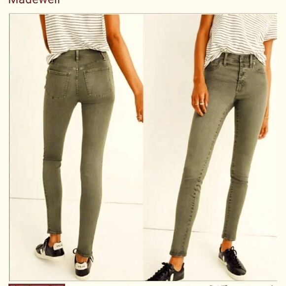 Madewell 9” high- rise skinny khaki green 27 - Picture 1 of 10
